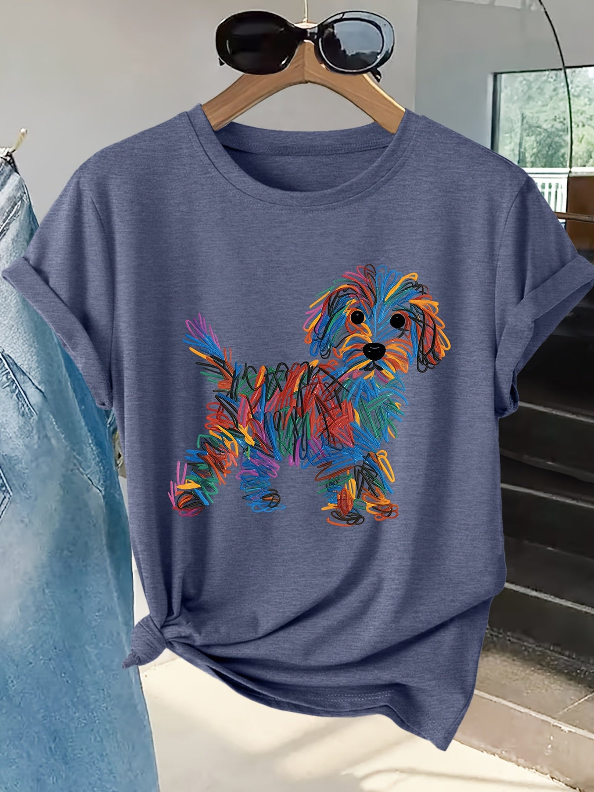 Bella | Colourful Dog Print Tee