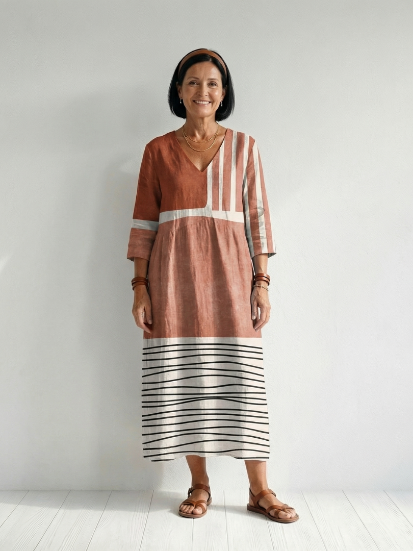 Lily | Easy Mixed Stripe Midi Dress