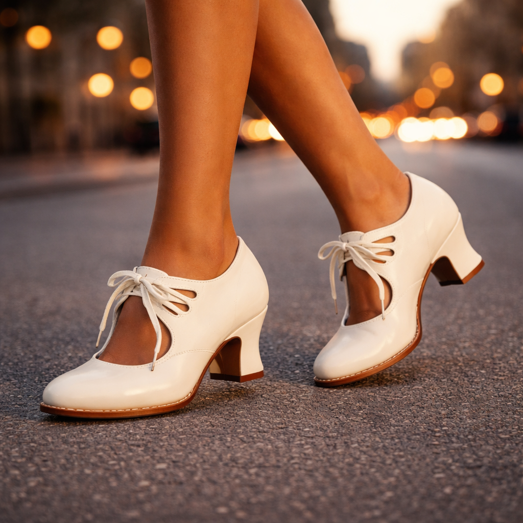 Lace-Up Leather Heels