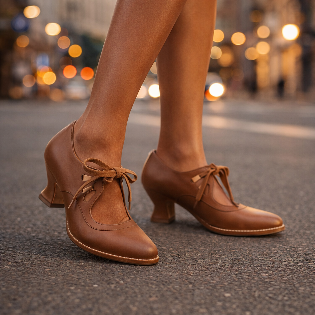 Lace-Up Leather Heels
