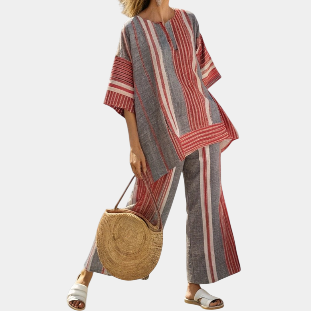 Lyna | Elegant Grey Set with Wide Pants