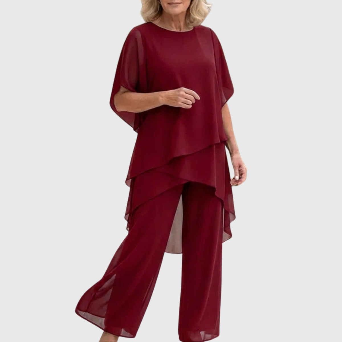 Chiara | Elegant Dress Set – Red