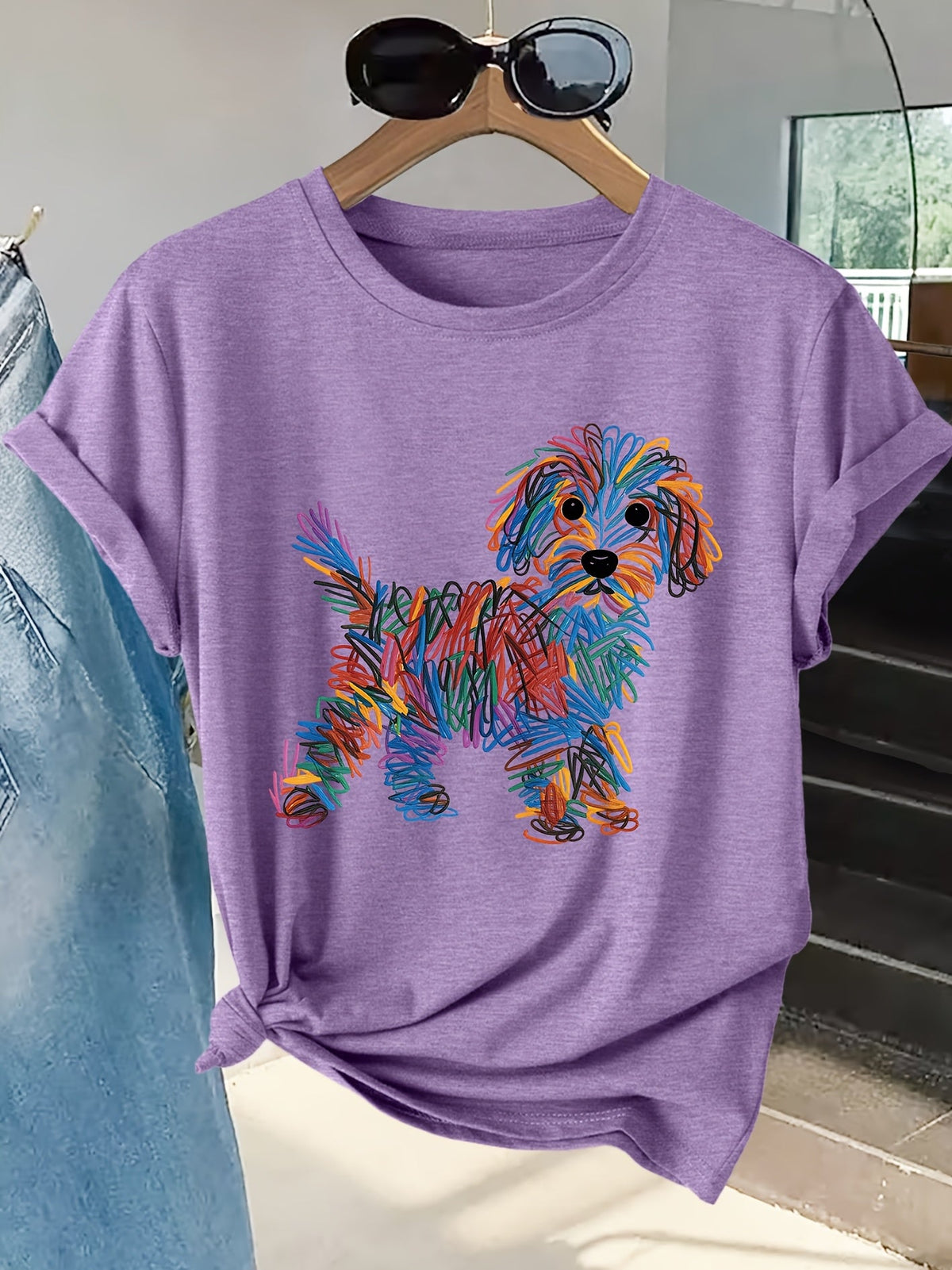 Bella | Colourful Dog Print Tee