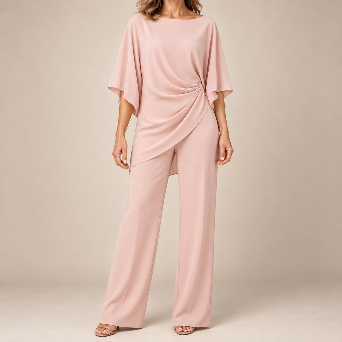 Grace | Cape-Sleeve Draped Waist Two-Piece