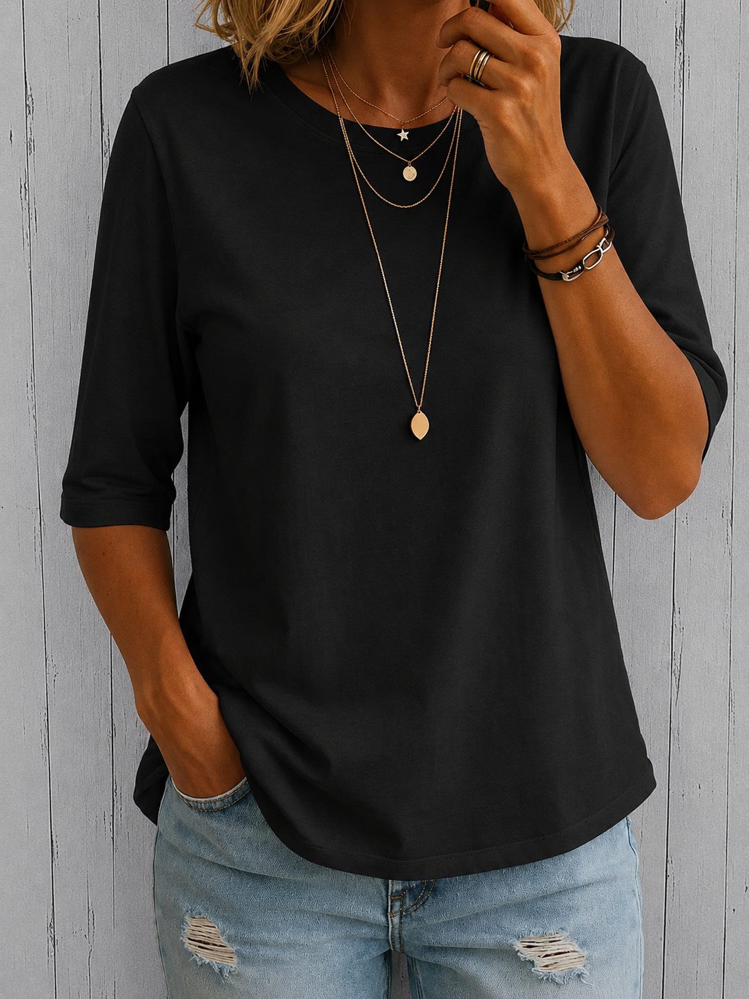 Elodie Relaxed Half-Sleeve Tee