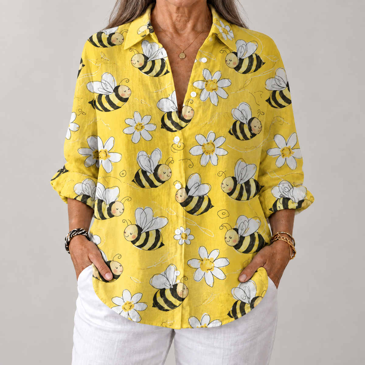 Margaret - Floral Bee Print Blouse