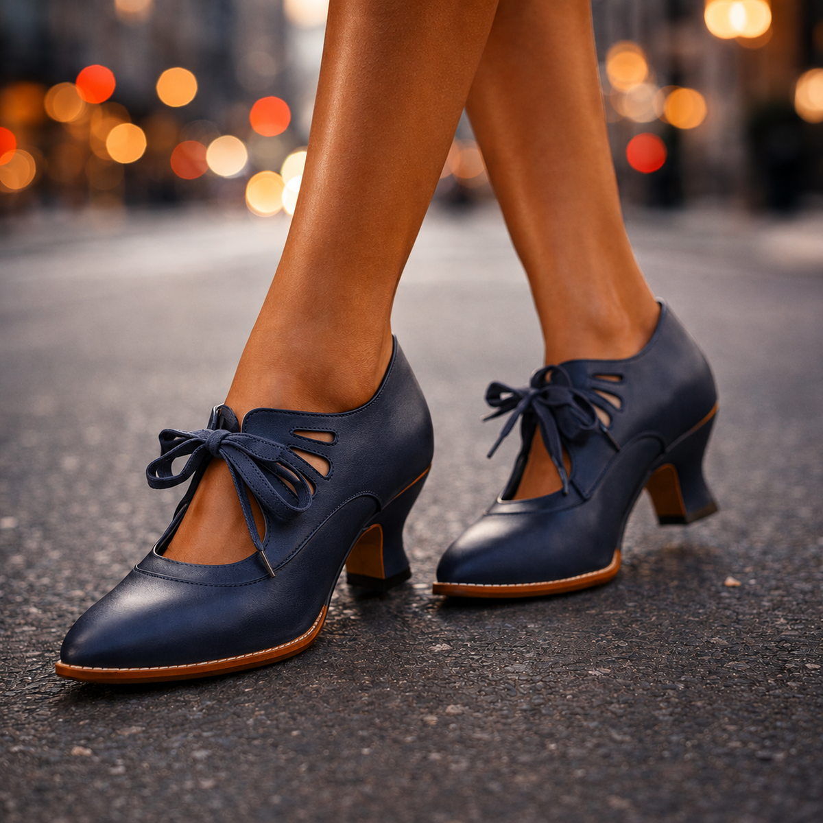 Lace-Up Leather Heels