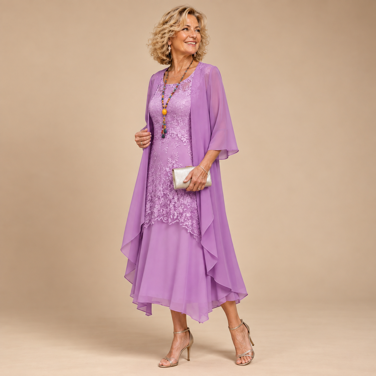 Penelope | Lace Cape Midi Dress