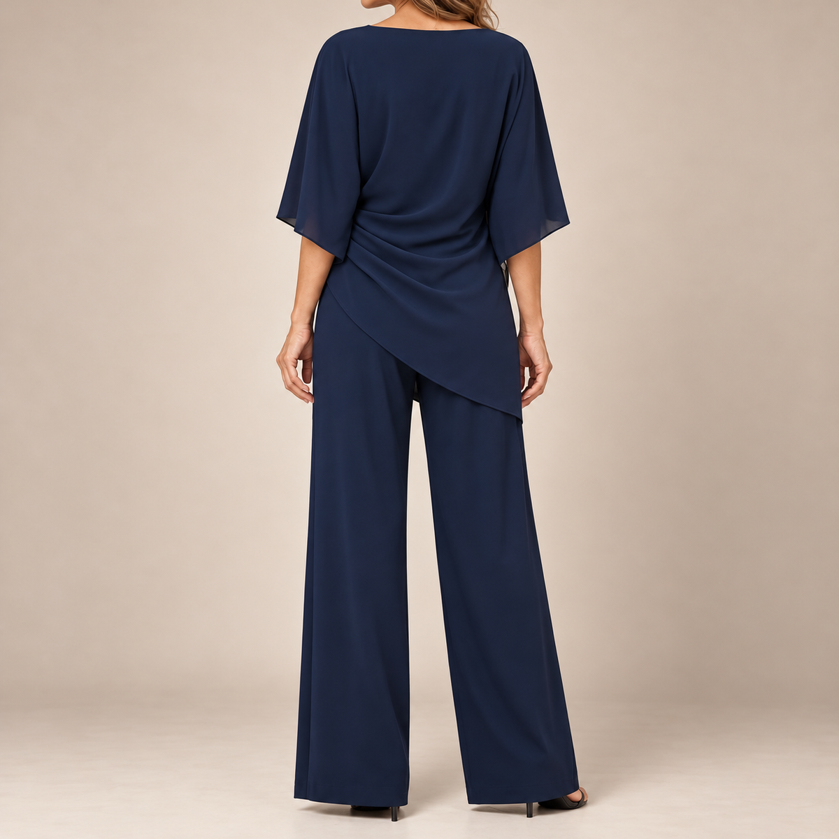 Grace | Cape-Sleeve Draped Waist Two-Piece