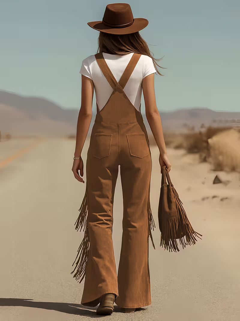 Ketiya | Wide-Leg Cargo Pants with Fringe Trim