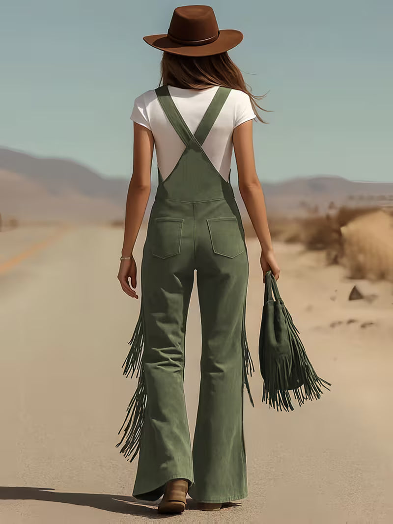 Ketiya | Wide-Leg Cargo Pants with Fringe Trim