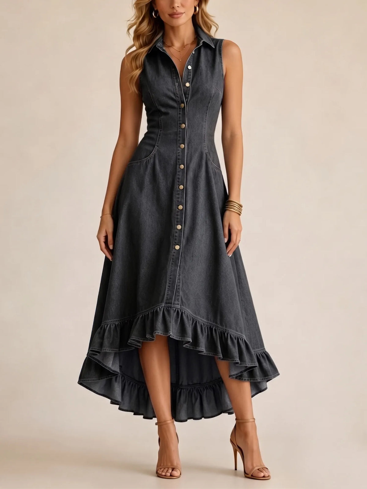 Delilah | Ruffled Denim Dress