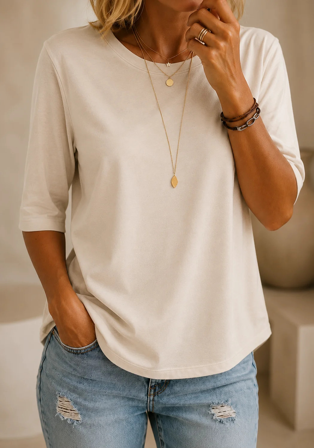 Elodie Relaxed Half-Sleeve Tee