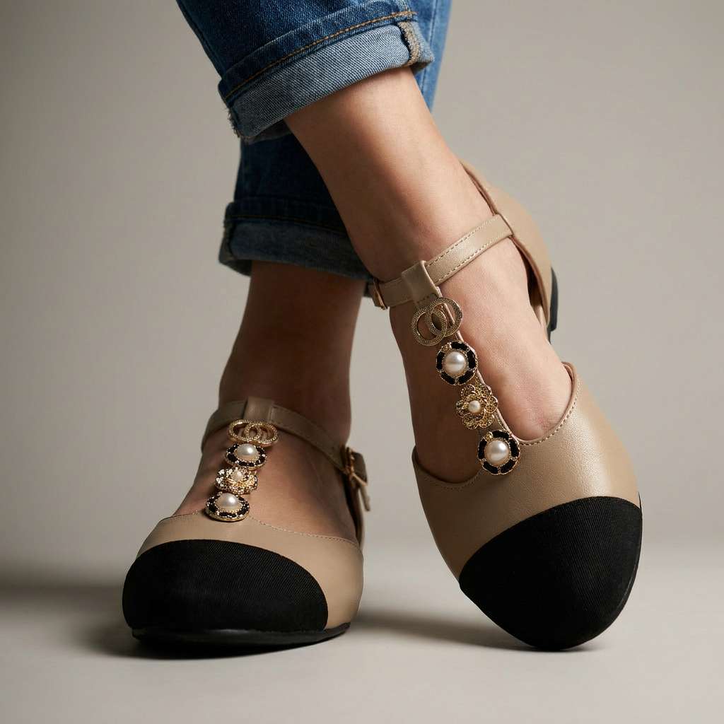 Pearl T-Strap Flats