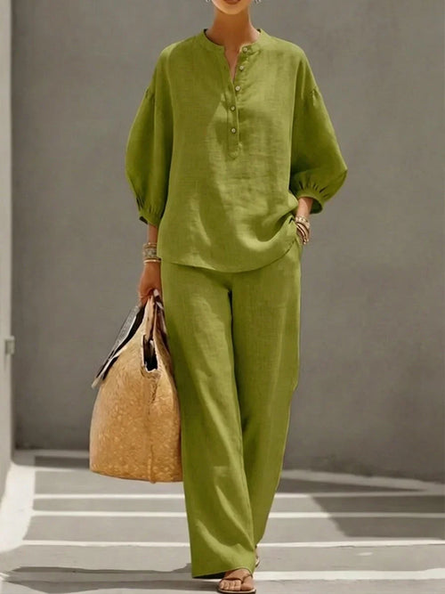 Camille | Relaxed Linen Button-Up Two-Piece Set