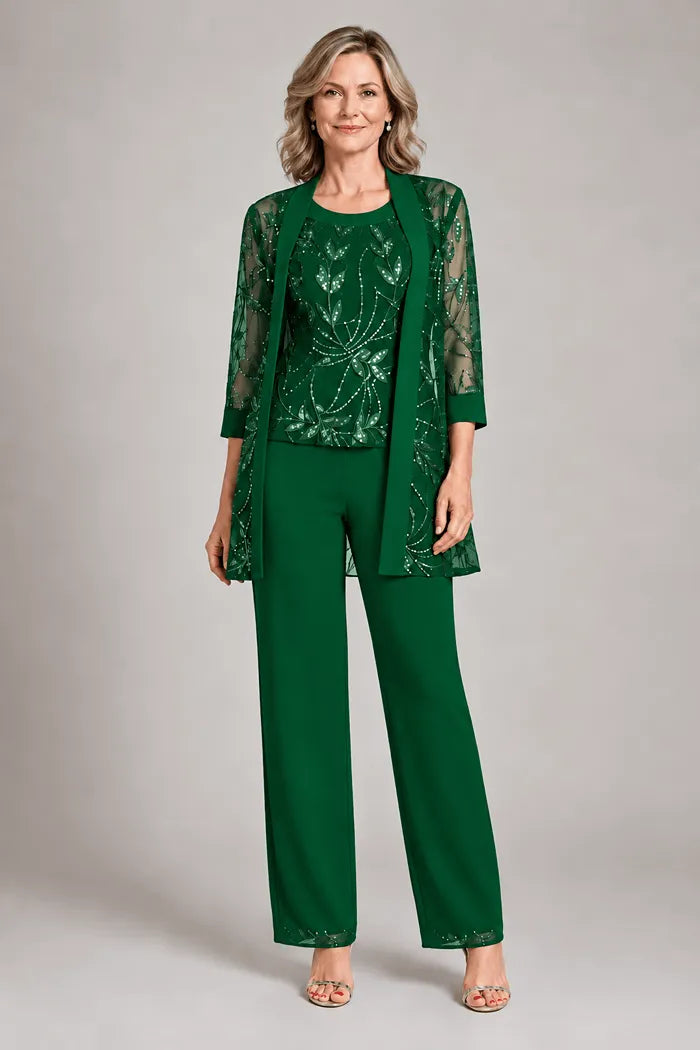 Ottoline Chiffon Occasion Set in Emerald