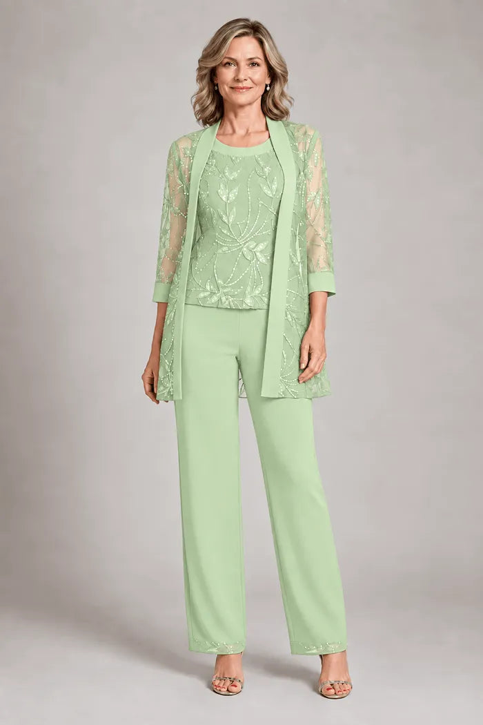 Ottoline Chiffon Occasion Set in Light Green