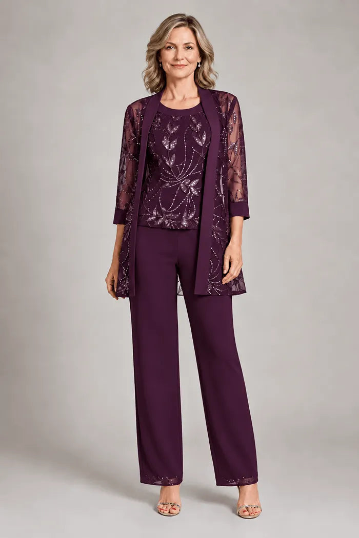 Ottoline Chiffon Occasion Set in Plum