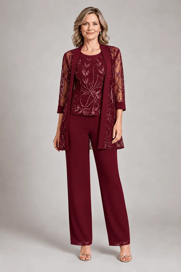 Ottoline Chiffon Occasion Set in Burgundy